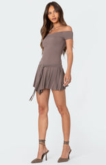 Edikted Tala Belted Off Shoulder Mini Dress