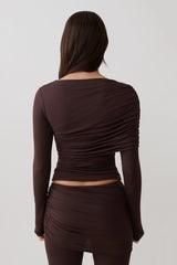 Keaton Modal Long Sleeve Overlay Top - Espresso