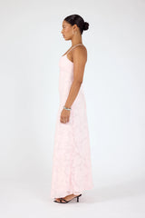 Perfect Stranger Evon Lace Up Back Maxi Dress Light Pink