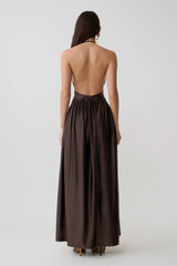 Cypress Halter Maxi Dress - Chocolate