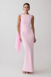 Farid Bandage Maxi Dress With Chiffon - Baby Pink