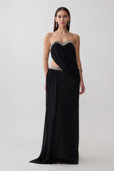 Valerie Chiffon Strapless Maxi Dress - Black