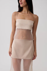 Claudia Sheer Sleeveless Top - Sand