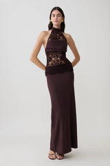 Tessie Knit & Crochet Maxi Dress - Dark Chocolate