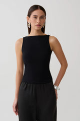 Yura Backless Twist Top - Black