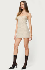 Edikted Polka Dot Cupped Chiffon Mini Dress