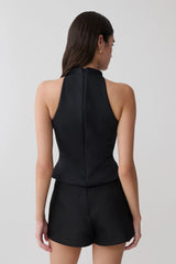 Portia Scuba Sleeveless Top - Black