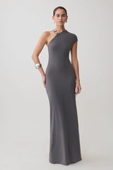 Oden Slinky Maxi Dress With Hardware - Grey