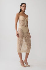 Marcelle Sweetheart Lace Top - Blush Rose Gold