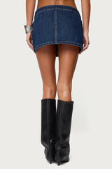 Sharlo Zip Up Denim Mini Skirt