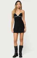 Edikted Laurah Contrast V Neck Mini Dress