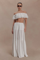 Autumn Off Shoulder Broderie Top - White