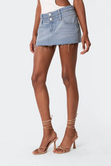 Double Waist Denim Mini Skirt
