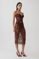 Marcelle Sweetheart Lace Top - Dark Chocolate