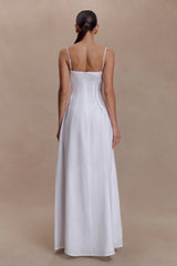 Sofie Pintuck Linen Maxi Dress - White