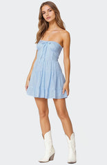 Edikted Liora Lacey Cotton Mini Dress