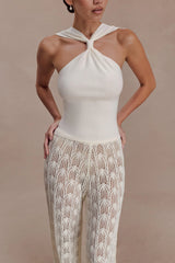 Angelika Twist Front Knit Top - Ivory