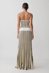 Joyce Stripe Maxi Knit Dress - Khaki/Ivory