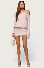 Edikted Off Shoulder Sequin Knit Mini Dress