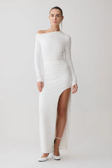 Thalyn Crepe Maxi Dress With Split - White