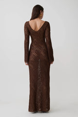 Chelsea Lurex Crochet Maxi Dress - Bronze