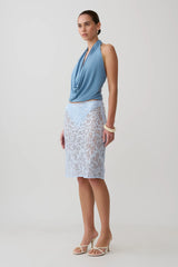 Huyen Cowl Front Modal Top - Blue Shadow