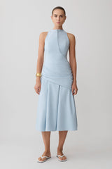 Emily Wrapped Waist Midi Dress - Sky Blue