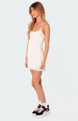 Edikted Pointelle Ruffle Mini Dress