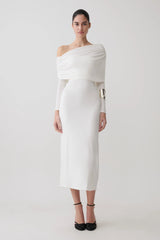 Corinna Modal One Shoulder Midi Dress - White