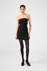 Perfect Stranger Luca Fold Down Strapless Mini Dress Black