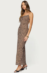 Edikted Ayanah Leopard Printed Backless Maxi Dress