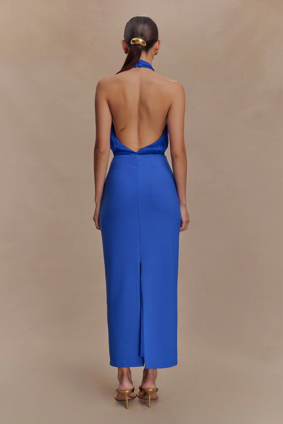 Mierah Halter Midi Dress - Cobalt Blue