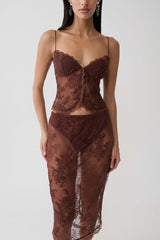 Marcelle Sweetheart Lace Top - Dark Chocolate