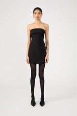 Perfect Stranger Luca Fold Down Strapless Mini Dress Black