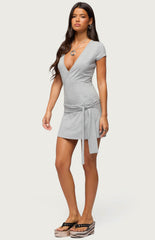 Edikted Winnie Tie Wrap Mini Dress