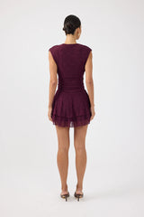 Perfect Stranger Ardena Frill Mini Dress Plum