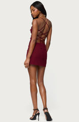Edikted Faux Crystal Backless Mesh Mini Dress