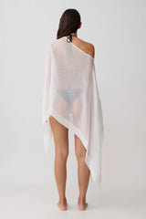 Leilani Sheer Draped Asymmetric Top - Ivory