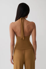 Daine Peached Jersey Halter Top - Caramel
