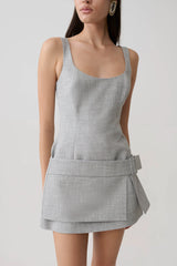 Bailey Wrap Skirt Mini Dress - Charcoal Marle