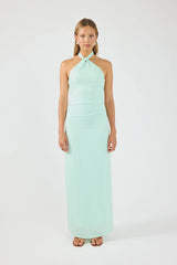 Perfect Stranger Isla Halter Twist Maxi Dress Seafoam