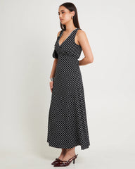 Polkadot V Neck Maxi Dress