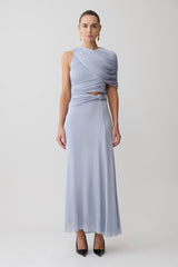 Adrienne One Shoulder Lurex Top - Pastel Blue