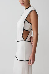 Aris Sleeveless Sheer Maxi Dress - Black/White