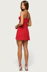 Edikted Polka Dot Cupped Chiffon Mini Dress