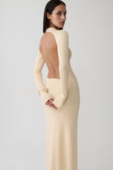 Rowan Long Sleeve Knit Maxi Dress - Cream