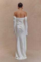 Giselle Off Shoulder Cowl Neck Maxi Dress - White