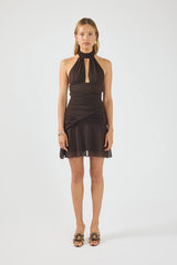 Perfect Stranger Carmin Halter Mini Dress Brown