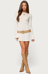 Edikted Noria Sheer Flared Sleeve Mini Dress
