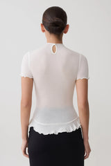 Nira Short Sleeve Ruffle Top - White